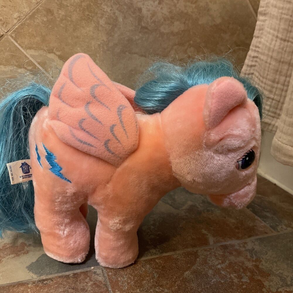 Hasbro Softies My Little Pony FIREFLY PEGASUS 9" Blue Pink Plush Vintage 1984